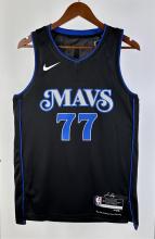 NBA  Season 2024 Dallas Mavericks Black #77 DONCIC Jersey High Quality Name and Number Print