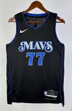 NBA  Season 2024 Dallas Mavericks Black #77 DONCIC Jersey High Quality Name and Number Print