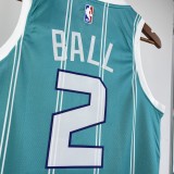 NBA Men 2023 Charlotte Hornets Green #2 BALL Jersey High Quality Name and Number Print