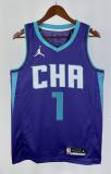 NBA Men New Season Charlotte Hornets #1 BALL Purple Jersey High Quality Name and Number Print