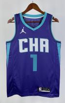 NBA Men New Season Charlotte Hornets #1 BALL Purple Jersey High Quality Name and Number Print