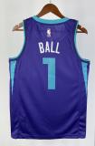 NBA Men New Season Charlotte Hornets #1 BALL Purple Jersey High Quality Name and Number Print