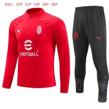 23/24 AC Kids Red Sweater Tracksuit Thai Quality