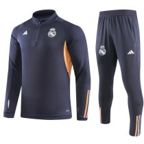 23/24 Real Madrid Kids Dark Blue Sweater Tracksuit Thai Quality