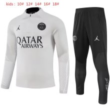 23/24 PSG Kids Light Grey Sweater Tracksuit Thai Quality