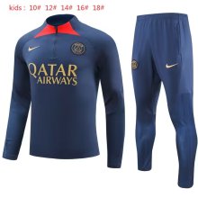 23/24 PSG Kids Blue Sweater Tracksuit Thai Quality