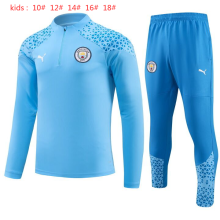 23/24 Man City Kids Blue Sweater Tracksuit Thai Quality