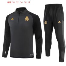 23/24 Real Madrid Kids Black Sweater Tracksuit Thai Quality
