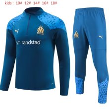23/24 Marseille Kids Dark Blue Sweater Tracksuit Thai Quality