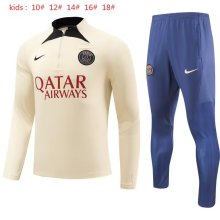 23/24 PSG Kids Beige Sweater Tracksuit Thai Quality