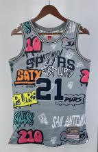 NBA Men 98-99 San Antonio Spurs Grey Retro #21 DUNCAN Swingman Jersey