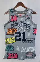 NBA Men 98-99 San Antonio Spurs Grey Retro #21 DUNCAN Swingman Jersey