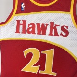 NBA Men 85-86 Atlanta Hawks Red #21 WILKINS Jersey High Quality Name and Number Print
