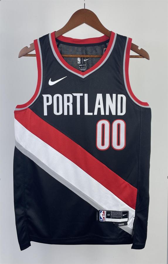 NBA 2023 Portland Trail Blazers Black #00 HENDERSON Jersey High Quality Name and Number Print