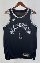 NBA Men Season 2023 San Antonio Spurs Black Retro #1 WEMBANYAMA Jersey High Quality Name and Number Print