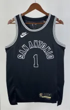 NBA Men Season 2023 San Antonio Spurs Black Retro #1 WEMBANYAMA Jersey High Quality Name and Number Print