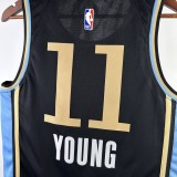 NBA Men 2024 Atlanta Hawks Black City Edition #11 YOUNG Jersey High Quality Name and Number Print