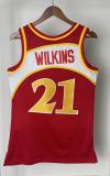 NBA Men 85-86 Atlanta Hawks Red #21 WILKINS Jersey High Quality Name and Number Print