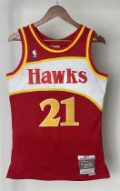 NBA Men 85-86 Atlanta Hawks Red #21 WILKINS Jersey High Quality Name and Number Print