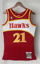 NBA Men 85-86 Atlanta Hawks Red #21 WILKINS Jersey High Quality Name and Number Print