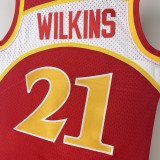 NBA Men 85-86 Atlanta Hawks Red #21 WILKINS Jersey High Quality Name and Number Print