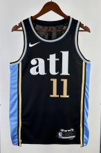 NBA Men 2024 Atlanta Hawks Black City Edition #11 YOUNG Jersey High Quality Name and Number Print