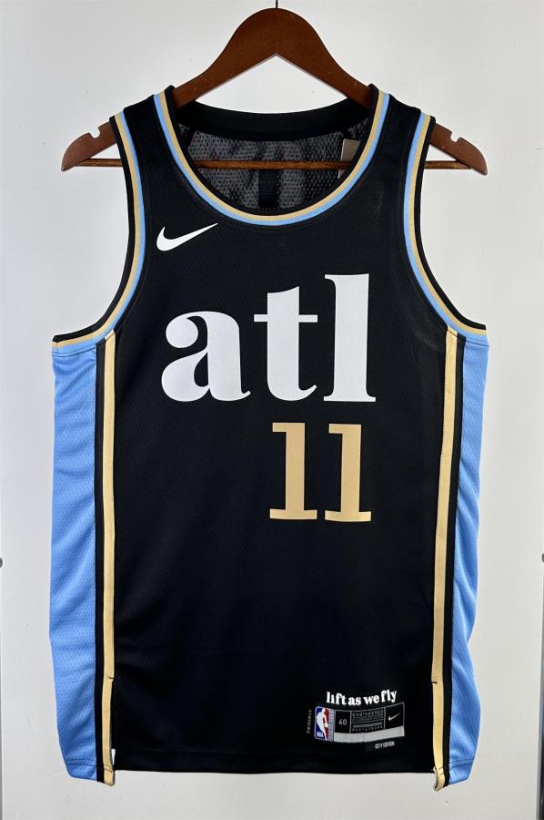 NBA Men 2024 Atlanta Hawks Black City Edition #11 YOUNG Jersey High Quality Name and Number Print