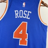 NBA Men 2023 New York Knicks Blue #4 ROSE Jersey High Quality Name and Number Print