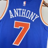 NBA Men 2023 New York Knicks Blue #7 ANTHONY Jersey High Quality Name and Number Print