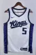 NBA Men 2024 Sacramento Kings White #5 FOX Jersey High Quality Name and Number Print
