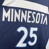 NBA Men 2023 Minnesota Timberwolves Blue #25 ROSE Jersey High Quality Name and Number Print
