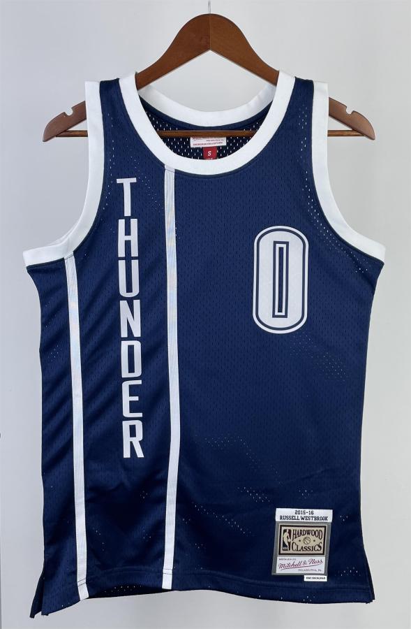 NBA New 15-16 Men Oklahoma City Thunder Dark Blue #0 WESTBROOK Swingman Jersey