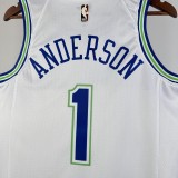 NBA Men 2024 Minnesota Timberwolves Retro White #1 ANDERSON Jersey High Quality Name and Number Print