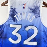 NBA Men 2024 Minnesota Timberwolves City Edition Blue #32 TOWNS Jersey High Quality Name and Number Print