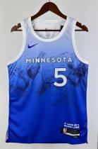 NBA Men 2024 Minnesota Timberwolves City Edition Blue #5 EDWARDS Jersey High Quality Name and Number Print