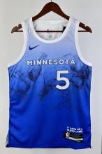 NBA Men 2024 Minnesota Timberwolves City Edition Blue #5 EDWARDS Jersey High Quality Name and Number Print