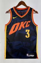 NBA Men 2024 Oklahoma City Thunder City Edition Dark Blue #3 GIDDEYJersey High Quality Name and Number Print