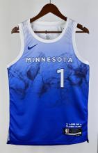 NBA Men 2024 Minnesota Timberwolves City Edition Blue #1 ANDERSON Jersey High Quality Name and Number Print