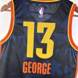 NBA Men 2024 Oklahoma City Thunder City Edition Dark Blue #13 GEORGE Jersey High Quality Name and Number Print