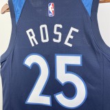 NBA Men 2023 Minnesota Timberwolves Blue #25 ROSE Jersey High Quality Name and Number Print