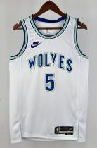 NBA Men 2024 Minnesota Timberwolves Retro White #5 EDWARDS Jersey High Quality Name and Number Print