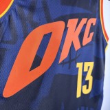 NBA Men 2024 Oklahoma City Thunder City Edition Dark Blue #13 GEORGE Jersey High Quality Name and Number Print