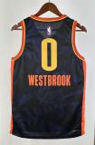 NBA Men 2024 Oklahoma City Thunder City Edition Dark Blue #0 WESTBROOK Jersey High Quality Name and Number Print