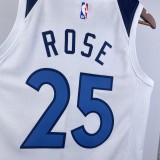 NBA Men 2023 Minnesota Timberwolves White #25 ROSE Jersey High Quality Name and Number Print