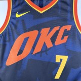 NBA Men 2024 Oklahoma City Thunder City Edition Dark Blue #7 HOLMGREN Jersey High Quality Name and Number Print