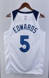 NBA Men 2023 Minnesota Timberwolves White #5 EDWARDS Jersey High Quality Name and Number Print