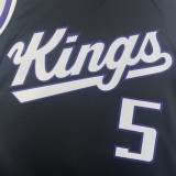 NBA Men 2024 Sacramento Kings Black #5 FOX Jersey High Quality Name and Number Print