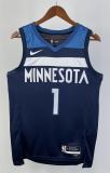 NBA Men 2023 Minnesota Timberwolves Blue #1 ANDERSON Jersey High Quality Name and Number Print