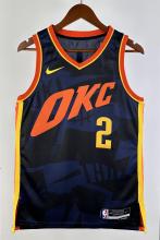 NBA Men 2024 Oklahoma City Thunder City Edition Dark Blue #2 GILGEOUS-ALEXANDER Jersey High Quality Name and Number Print