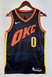 NBA Men 2024 Oklahoma City Thunder City Edition Dark Blue #0 WESTBROOK Jersey High Quality Name and Number Print